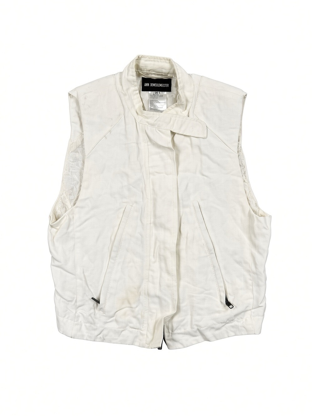 Ann Demeulemeester White Linen Silk Vest Size 38 Sleeveless Designer Jacket
